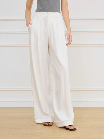 Women’s White Wide-Leg Trousers – High-Waist Loose Fit Elegant Tailored Pants for Work & Casual Wear