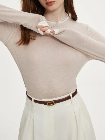 Wool-Blend Slim Fit Top | Women’s Long Sleeve Lightweight Sweater