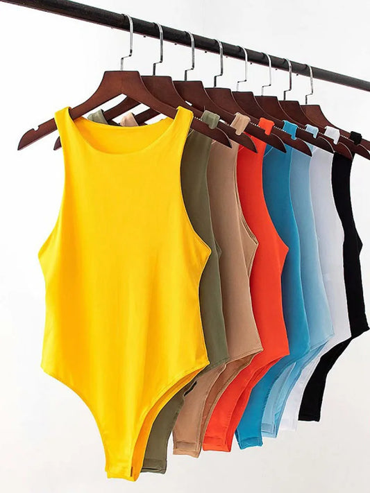Women’s Bodycon Bodysuit – Summer Solid Colour Slim-Fit Playsuit